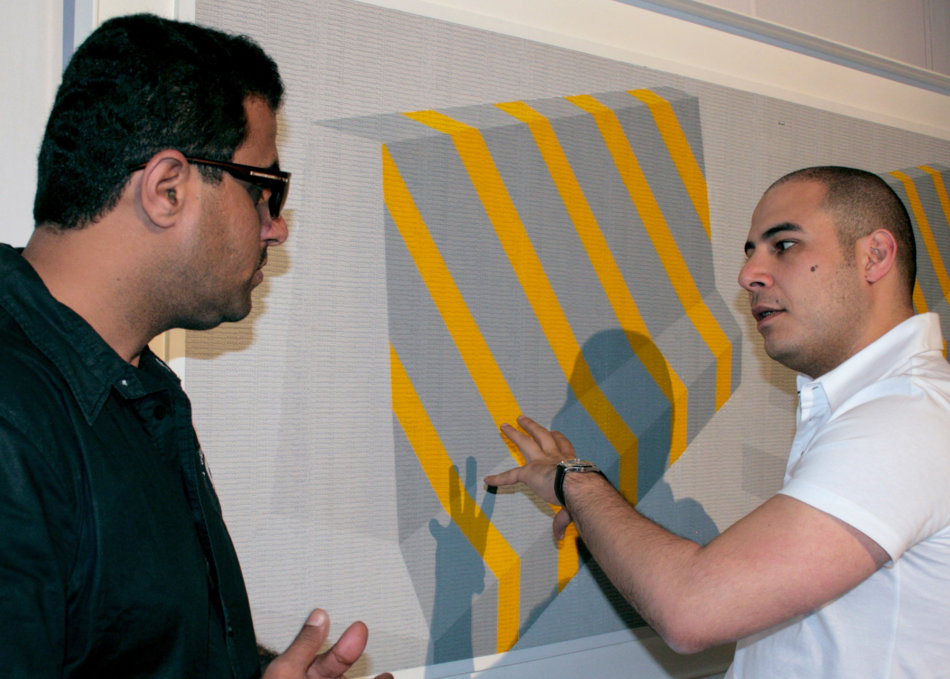 Fady Jameel Talking With Artist Abdulnasser Gharem In Front Of Concrete Ii
